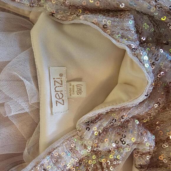 Zenzi Girls' Sequin Dress - Size S (6/7) - Elegant Party Wear - Picture 3 of 5